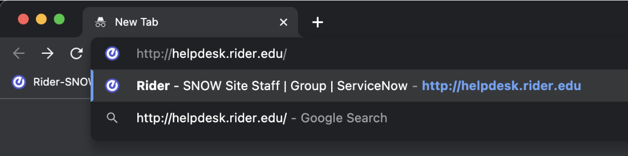 Open browser to helpdesk.rider.edu