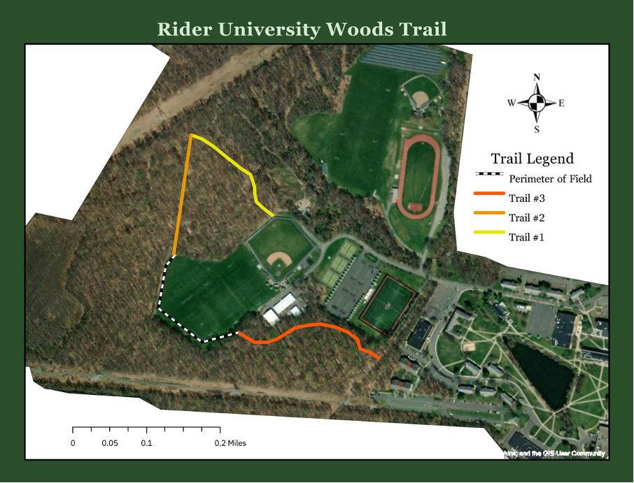 Rider University Woods Trail map