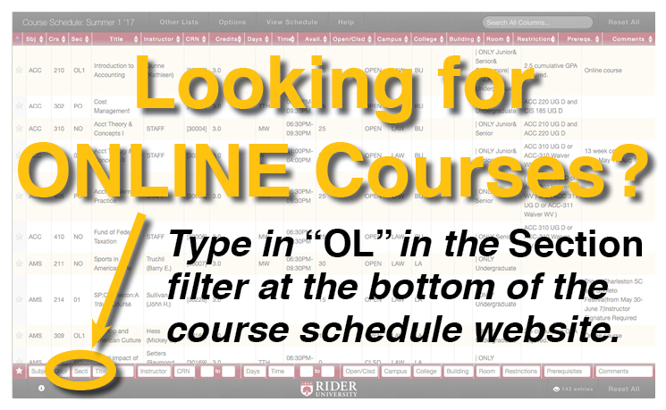 Looking for ONLINE Courses? Type in 