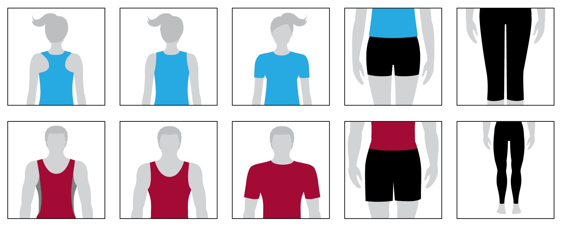 Diagram showing what to wear as noted in the list below the 