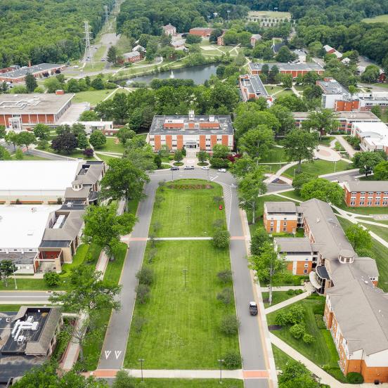 Drone shot of Campus Mall
