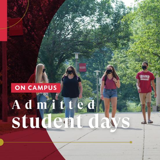 Students walking on campus/Admitted student day graphic