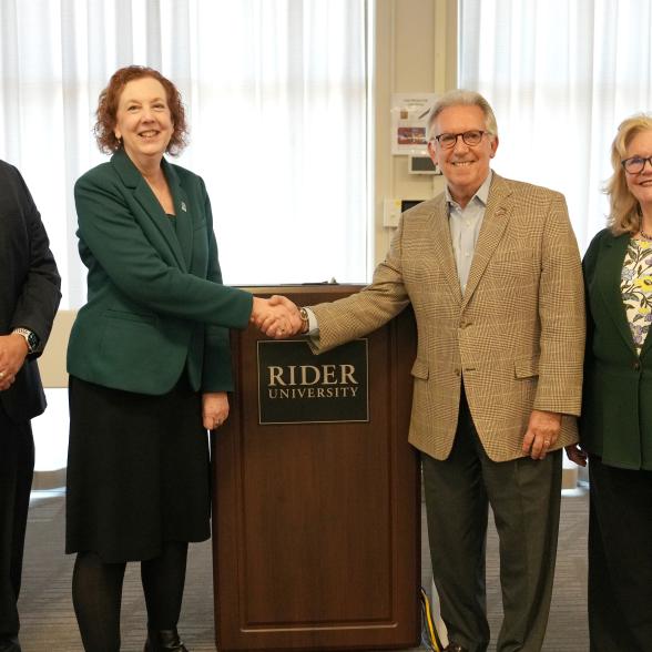 Rider University and Mercer County Community College representatives at Nov. 15 signing ceremony