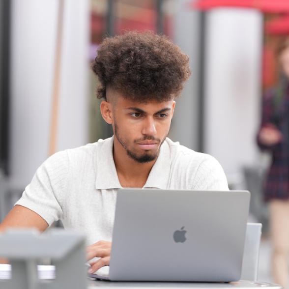 Student using laptop