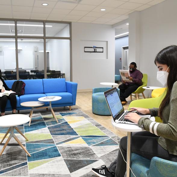 Students spend time in the new space for Rider's Center for 