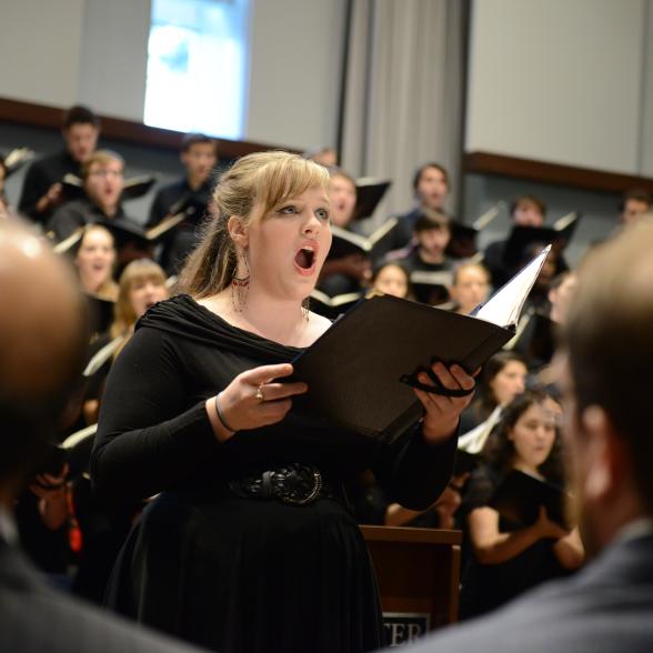 Conservatory student sings solo in chorus