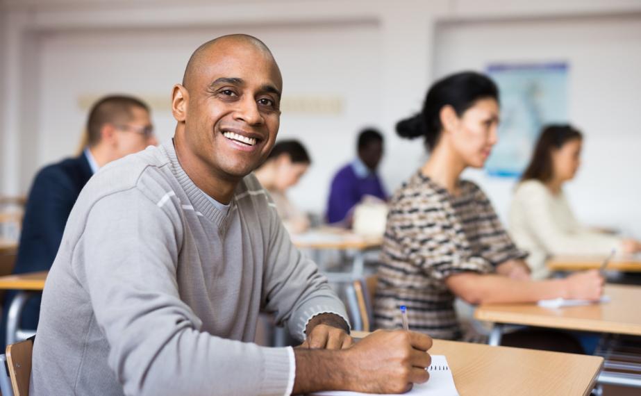 Student in class.