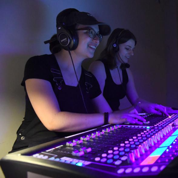 Students operate theatre technology