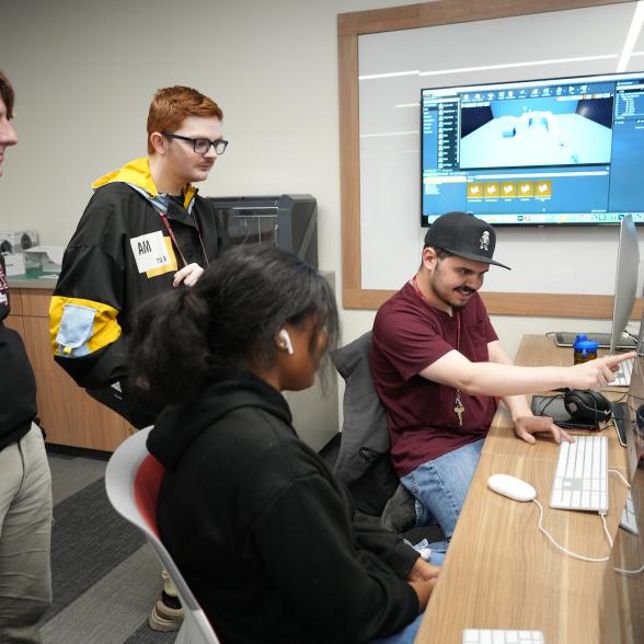 Game design students in class