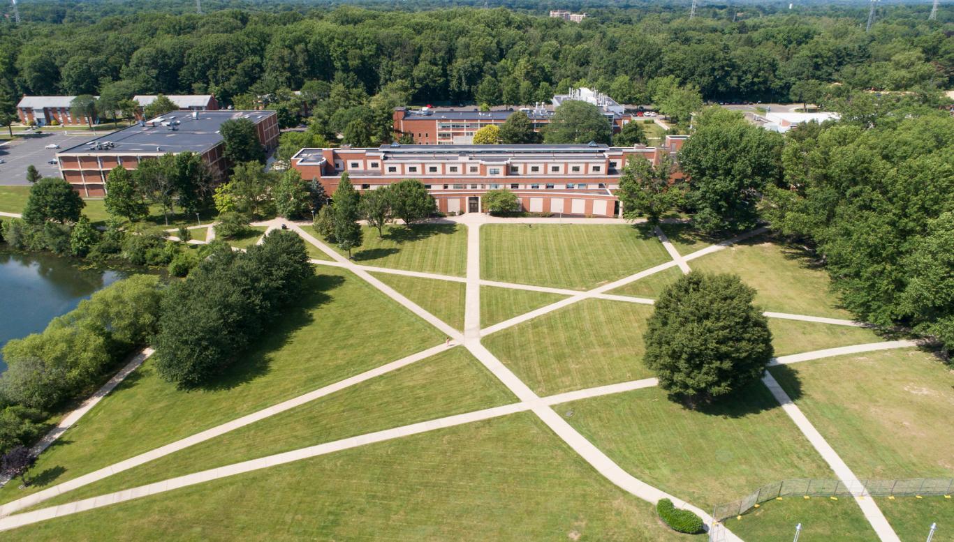 Aerial picture of Rider Campus green