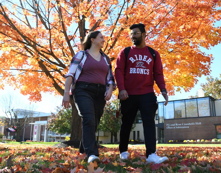 Students walking by Admissions