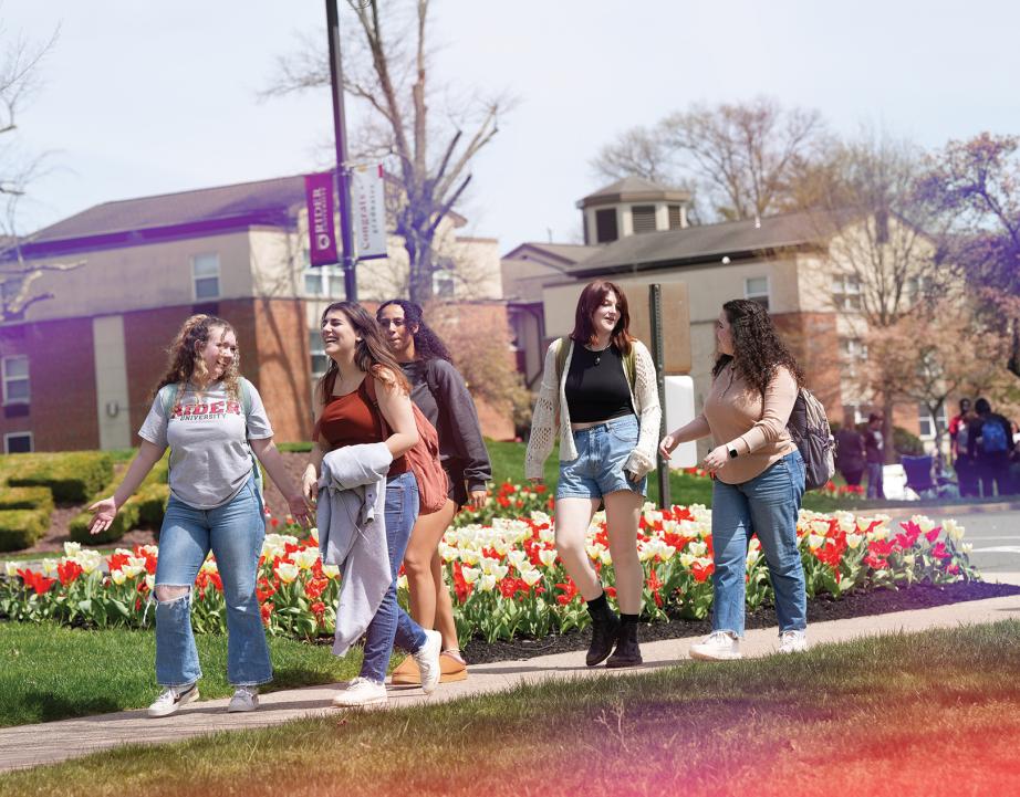 students walking on campus