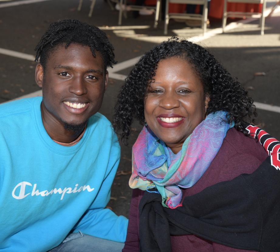 Mother and son at Homecoming Family Weekend