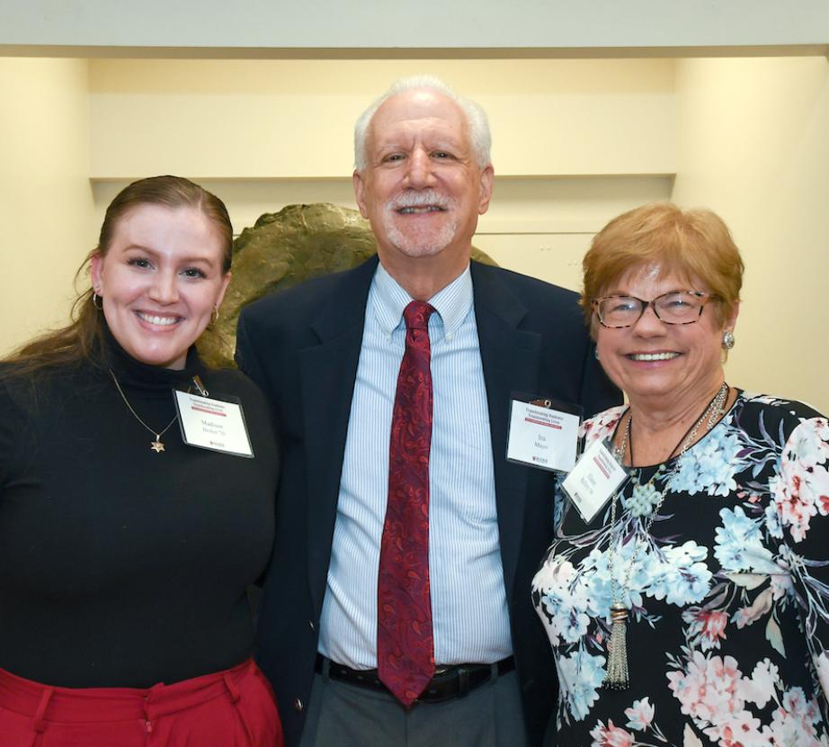 Madison Becker '20, Ira Mayo, Associate Dean of Students (retired), and Elaine Rafferty '94 