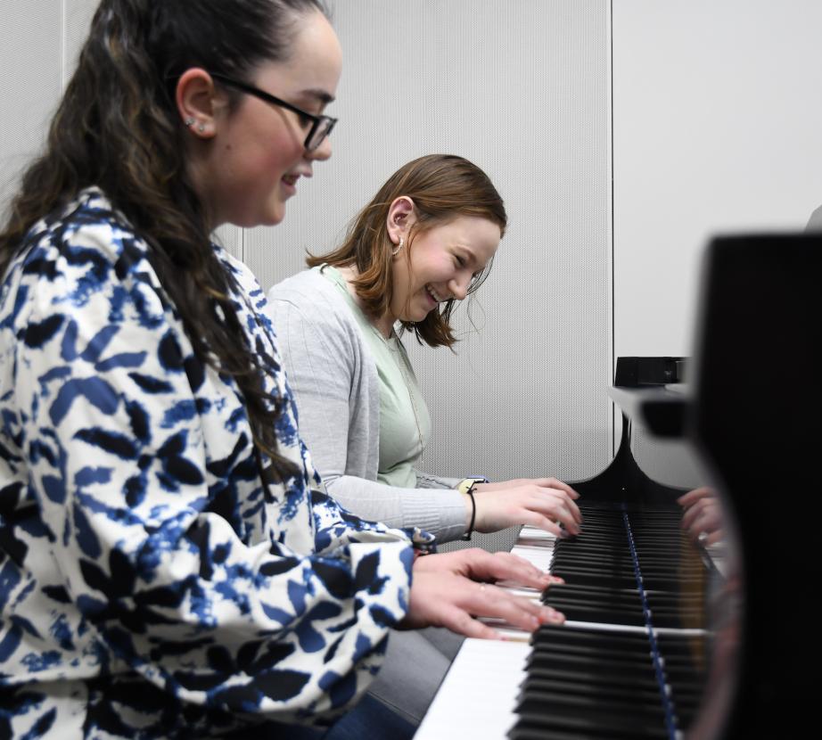 Music students in a practice room