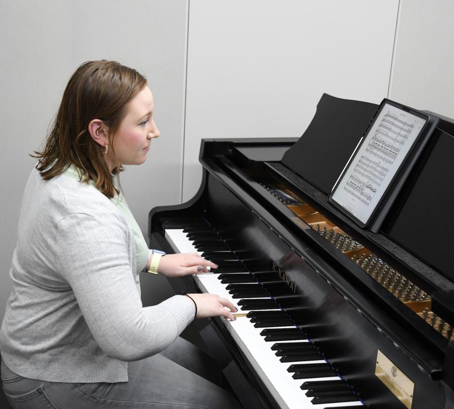 Student in practice room