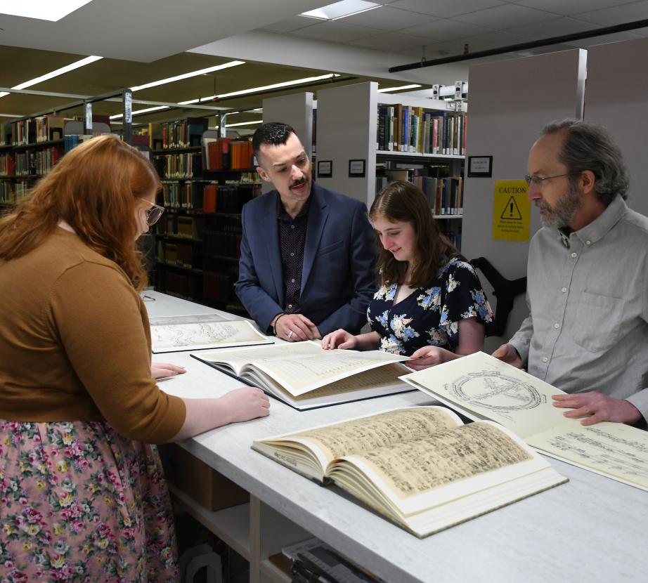 students and faculty in Talbott section of the library