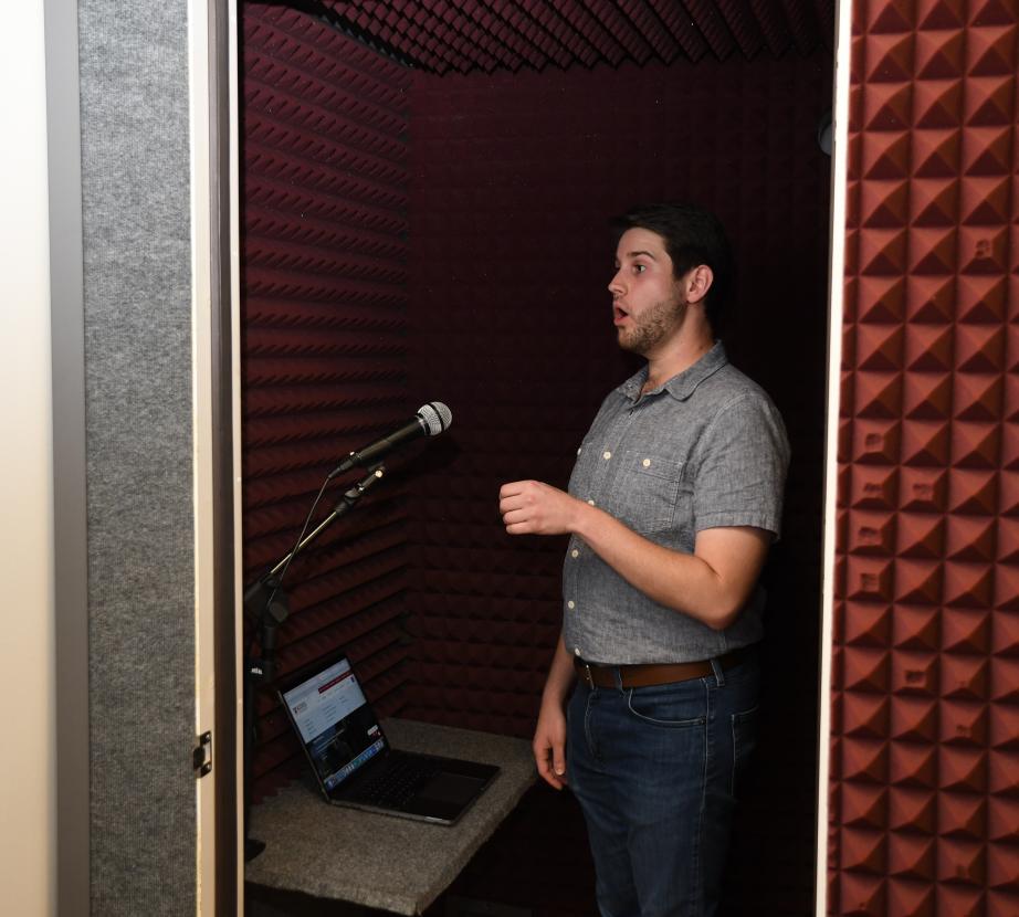 Student in Presser voice lab