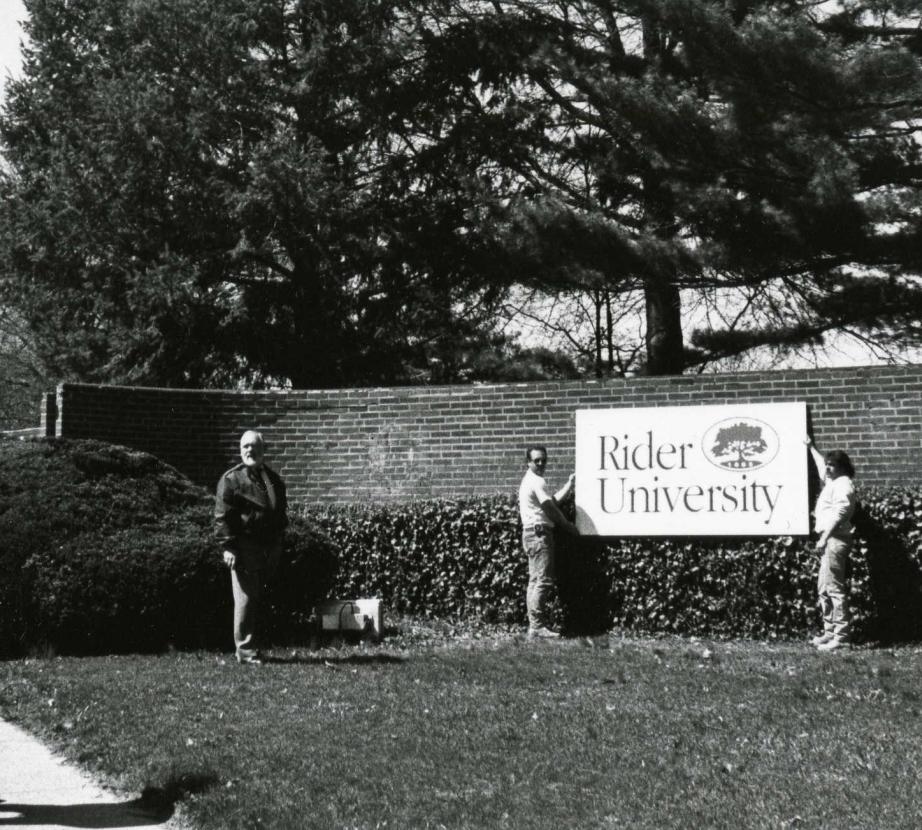 The Rider University sign