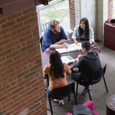 Students study together on Rider campus