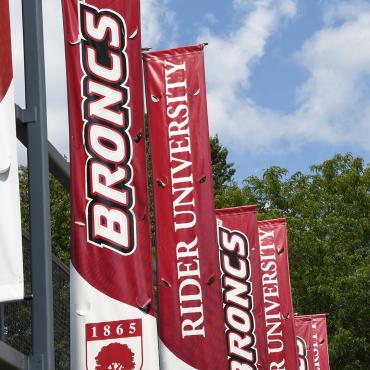 Rider flags on the Bart Luedeke Center