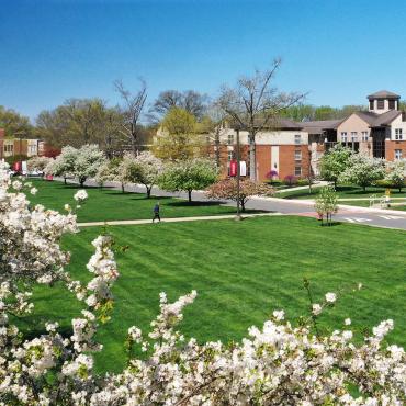 aerial shot of Rider campus mall