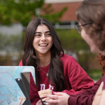 Students studying on campus